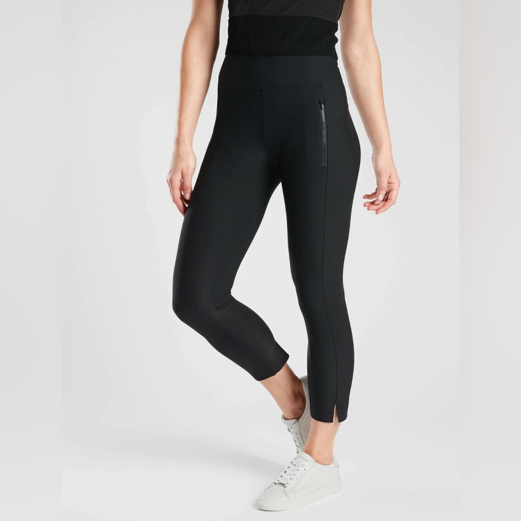 Athleta Stellar Crop Pant Leggings Black/Black Size Small #405525